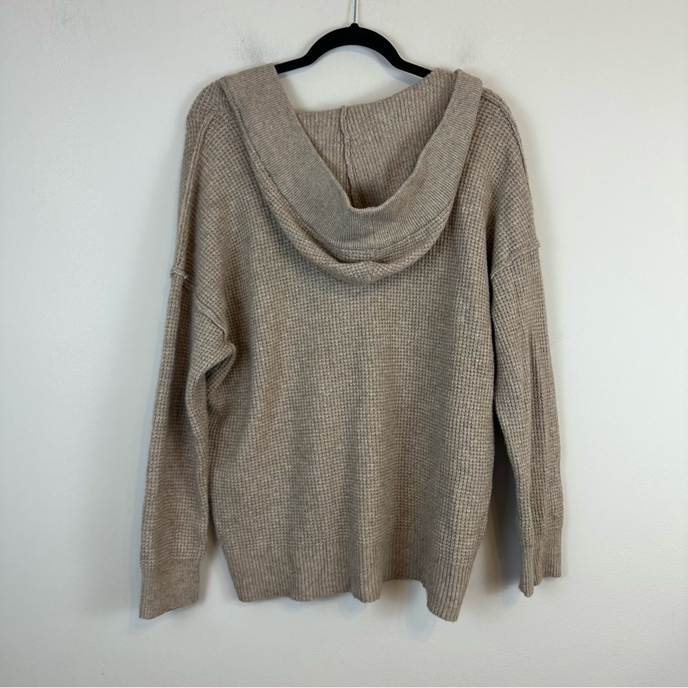 Aerie | Brown Waffle Knit Hooded Sweater Size Small - Picture 3 of 6